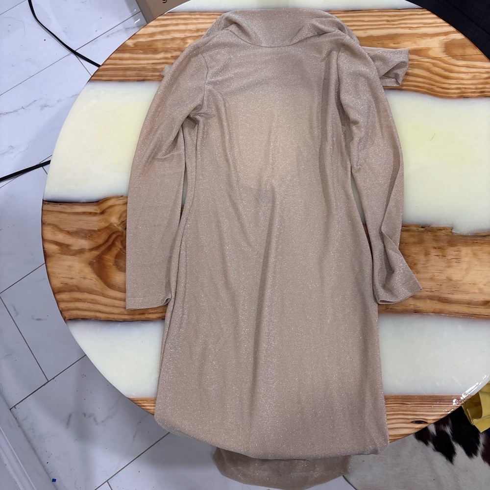 Zara Brown Turtleneck Long Sleeve Wrap Dress